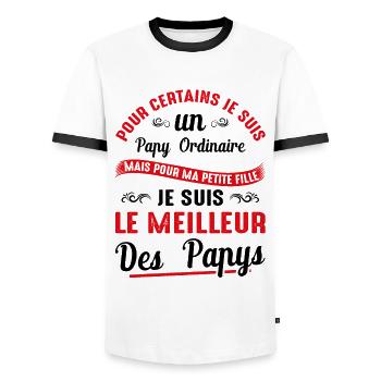 Papy Et Petite Fille Idée Cadeau Blague Fun Cool - T-shirt contrasté Homme - blanc/noir - Devant - AI Model Female 172 light (172cm) & AI Model Male 178 dark (178cm)