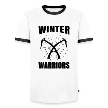 Eiskletterer Eisklettern Sportler Eis Klettern - Männer Kontrast-T-Shirt - Weiß/Schwarz - Vorne - AI Model Female 172 light (172cm) & AI Model Male 178 dark (178cm)