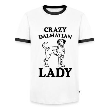 Dalmatian Dog GiftFor Dalmatian Owners - Men's Ringer Shirt - white/black - Front - AI Model Female 172 light (172cm) & AI Model Male 178 dark (178cm)
