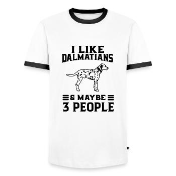 Dalmatian Dog GiftFor Dalmatian Owners - Men's Ringer Shirt - white/black - Front - AI Model Female 172 light (172cm) & AI Model Male 178 dark (178cm)