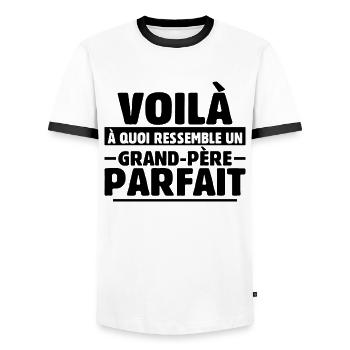 Grand-père Parfait Cadeau Fête Des Pères Papy Papi - T-shirt contrasté Homme - blanc/noir - Devant - AI Model Female 172 light (172cm) & AI Model Male 178 dark (178cm)