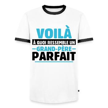 Grand-père Parfait Cadeau Fête Des Pères Papy Papi - T-shirt contrasté Homme - blanc/noir - Devant - AI Model Female 172 light (172cm) & AI Model Male 178 dark (178cm)