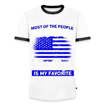 Amerikanisch Polizei Polizei Großvater - Männer Kontrast-T-Shirt - Weiß/Schwarz - Vorne - AI Model Female 172 light (172cm) & AI Model Male 178 dark (178cm)