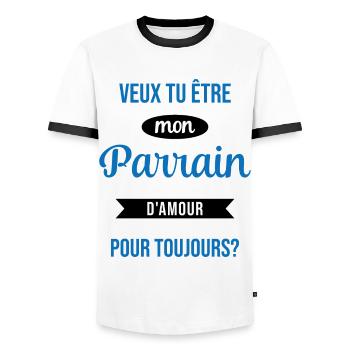 Veux Tu Être Mon Parrain d'amour pour toujours - T-shirt contrasté Homme - blanc/noir - Devant - AI Model Female 172 light (172cm) & AI Model Male 178 dark (178cm)