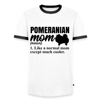 Spitz Pomeranian Zwergspitz Chien - T-shirt contrasté Homme - blanc/noir - Devant - AI Model Female 172 light (172cm) & AI Model Male 178 dark (178cm)