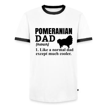 Spitz Pomeranian Zwergspitz Chien - T-shirt contrasté Homme - blanc/noir - Devant - AI Model Female 172 light (172cm) & AI Model Male 178 dark (178cm)