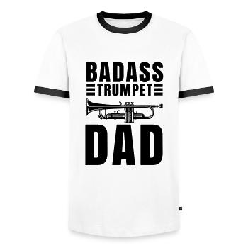 Trumpet TrumpetEr Musician Trumpet Player - Men's Ringer Shirt - white/black - Front - AI Model Female 172 light (172cm) & AI Model Male 178 dark (178cm)