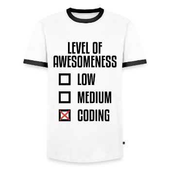 Level Of Awesomeness Low Medium Coding Programming - Männer Kontrast-T-Shirt - Weiß/Schwarz - Vorne - AI Model Female 172 light (172cm) & AI Model Male 178 dark (178cm)