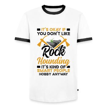 Geology Rockhounder I like Rock Hounding - Men's Ringer Shirt - white/black - Front - AI Model Female 172 light (172cm) & AI Model Male 178 dark (178cm)