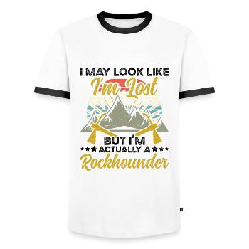 Géologie Je suis en fait Rockhounder Rock - T-shirt contrasté Homme - blanc/noir - Devant - AI Model Female 172 light (172cm) & AI Model Male 178 dark (178cm)