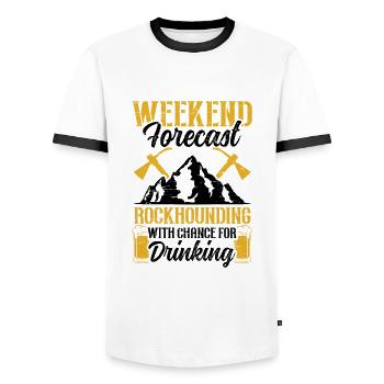 Prévisions du week-end Rockhounding Drinking Geology - T-shirt contrasté Homme - blanc/noir - Devant - AI Model Female 172 light (172cm) & AI Model Male 178 dark (178cm)
