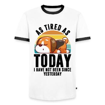 Fatigué Dictons drôles Lazy Corgi Pet Animal Dog - T-shirt contrasté Homme - blanc/noir - Devant - AI Model Female 172 light (172cm) & AI Model Male 178 dark (178cm)