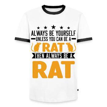Rat Domestic Rat Rat Owner - Men's Ringer Shirt - white/black - Front - AI Model Female 172 light (172cm) & AI Model Male 178 dark (178cm)
