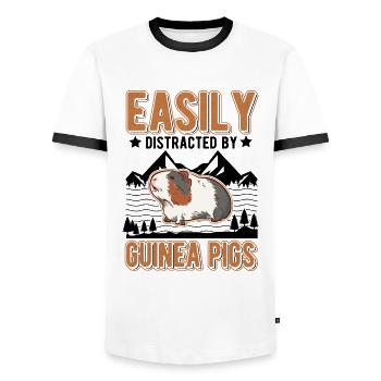 Facilement distrait par les cochons d’Inde Meerschweinchen - T-shirt contrasté Homme - blanc/noir - Devant - AI Model Female 172 light (172cm) & AI Model Male 178 dark (178cm)