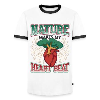 Nature makes my heart beat faster. - Men's Ringer Shirt - white/black - Front - AI Model Female 172 light (172cm) & AI Model Male 178 dark (178cm)