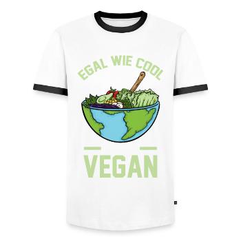 Vegan Vegetarier Veganer - Männer Kontrast-T-Shirt - Weiß/Schwarz - Vorne - AI Model Female 172 light (172cm) & AI Model Male 178 dark (178cm)