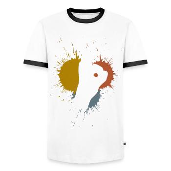 Reingeschaut Retro Flecken Reingeguckt - Männer Kontrast-T-Shirt - Weiß/Schwarz - Vorne - AI Model Female 172 light (172cm) & AI Model Male 178 dark (178cm)