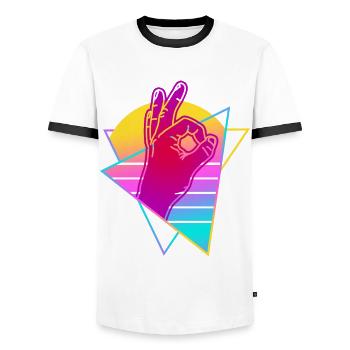 Reingeschaut Retro Vaporwave Reingeguckt - Männer Kontrast-T-Shirt - Weiß/Schwarz - Vorne - AI Model Female 172 light (172cm) & AI Model Male 178 dark (178cm)