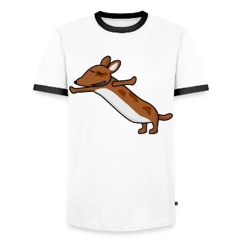 Qigong Qi Gong Hund Chigong - Männer Kontrast-T-Shirt - Weiß/Schwarz - Vorne - AI Model Female 172 light (172cm) & AI Model Male 178 dark (178cm)
