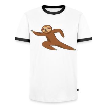 Qigong Qi Gong Sloth Chigong - Männer Kontrast-T-Shirt - Weiß/Schwarz - Vorne - AI Model Female 172 light (172cm) & AI Model Male 178 dark (178cm)
