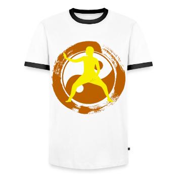 Qigong Karate Qi Gong Chigong - Männer Kontrast-T-Shirt - Weiß/Schwarz - Vorne - AI Model Female 172 light (172cm) & AI Model Male 178 dark (178cm)