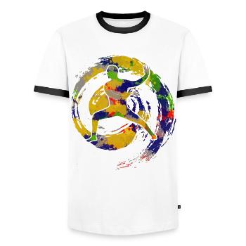 Qigong Qi Gong Karate Chigong - Männer Kontrast-T-Shirt - Weiß/Schwarz - Vorne - AI Model Female 172 light (172cm) & AI Model Male 178 dark (178cm)