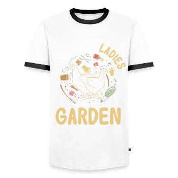 Gardening Gardener Chicken Farmer Chicken Feeder - Men's Ringer Shirt - white/black - Front - AI Model Female 172 light (172cm) & AI Model Male 178 dark (178cm)