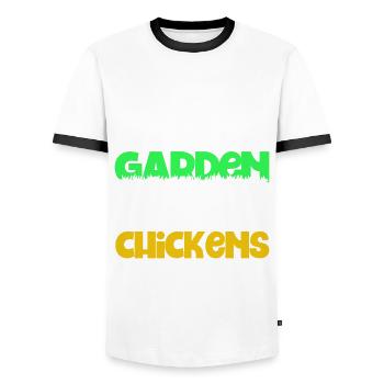 Gardening Gardener Chicken Farmer Chicken Feeder - Men's Ringer Shirt - white/black - Front - AI Model Female 172 light (172cm) & AI Model Male 178 dark (178cm)