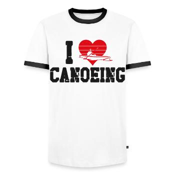 Canoe Canoeing Heart Vintage I - Männer Kontrast-T-Shirt - Weiß/Schwarz - Vorne - AI Model Female 172 light (172cm) & AI Model Male 178 dark (178cm)