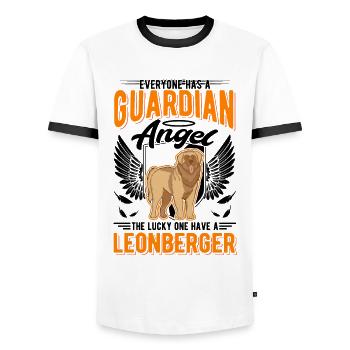 Leonberger Guardian Angel - Men's Ringer Shirt - white/black - Front - AI Model Female 172 light (172cm) & AI Model Male 178 dark (178cm)