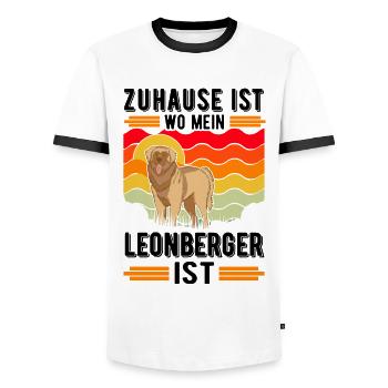 Zuhause ist wo mein Leonberger ist - Männer Kontrast-T-Shirt - Weiß/Schwarz - Vorne - AI Model Female 172 light (172cm) & AI Model Male 178 dark (178cm)