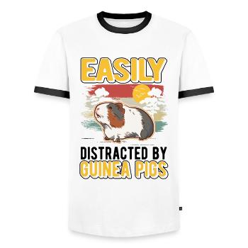 Facilement distrait par les cochons d’Inde Meerschweinchen - T-shirt contrasté Homme - blanc/noir - Devant - AI Model Female 172 light (172cm) & AI Model Male 178 dark (178cm)