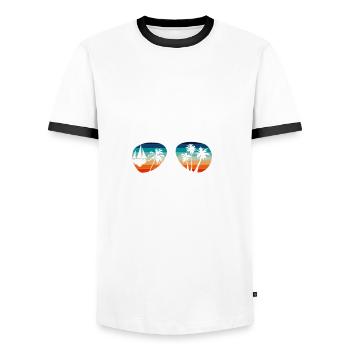 Giraffe mit cooler Sonnen Brille für Urlauber - Männer Kontrast-T-Shirt - Weiß/Schwarz - Vorne - AI Model Female 172 light (172cm) & AI Model Male 178 dark (178cm)