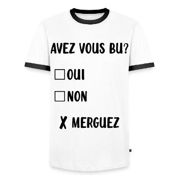 Homme qui a un trop bu - T-shirt contrasté Homme - blanc/noir - Devant - AI Model Female 172 light (172cm) & AI Model Male 178 dark (178cm)