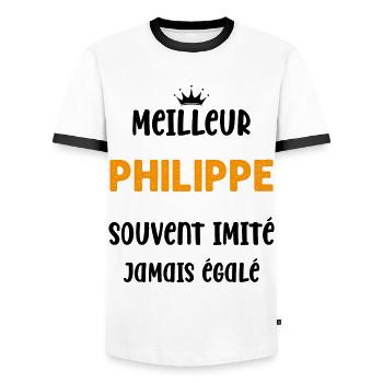 Homme humour prénom super meilleur philippe - T-shirt contrasté Homme - blanc/noir - Devant - AI Model Female 172 light (172cm) & AI Model Male 178 dark (178cm)