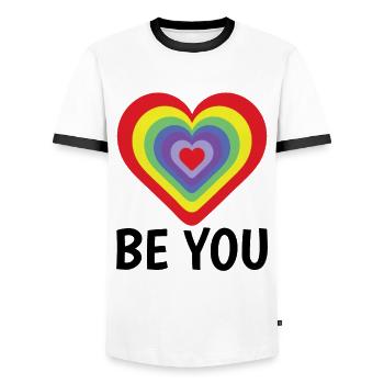 Be You Gay Pride Lgbtq Rainbow Transgender Bisexua - Männer Kontrast-T-Shirt - Weiß/Schwarz - Vorne - AI Model Female 172 light (172cm) & AI Model Male 178 dark (178cm)