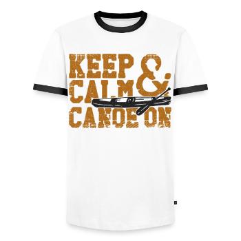 Canoe Canoeing Vintage Keep Calm - Männer Kontrast-T-Shirt - Weiß/Schwarz - Vorne - AI Model Female 172 light (172cm) & AI Model Male 178 dark (178cm)