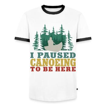 Canoe Canoeing Vintage I Paused - Männer Kontrast-T-Shirt - Weiß/Schwarz - Vorne - AI Model Female 172 light (172cm) & AI Model Male 178 dark (178cm)