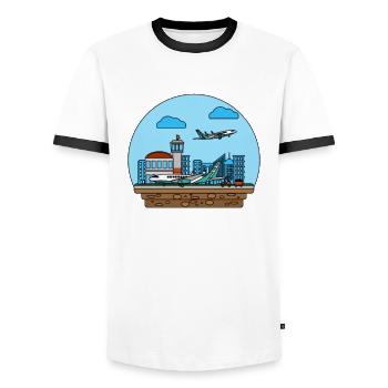 Flugzeuge Flieger Fliegen Pilot Pilotin Flughafen - Männer Kontrast-T-Shirt - Weiß/Schwarz - Vorne - AI Model Female 172 light (172cm) & AI Model Male 178 dark (178cm)