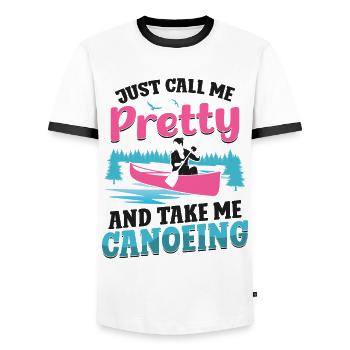 canoë canoë fille Appelez-moi simplement - T-shirt contrasté Homme - blanc/noir - Devant - AI Model Female 172 light (172cm) & AI Model Male 178 dark (178cm)