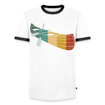 Canoe Canoeing Retro Vintage - Men's Ringer Shirt - white/black - Front - AI Model Female 172 light (172cm) & AI Model Male 178 dark (178cm)