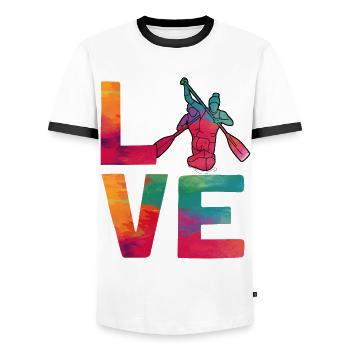 Canoe Canoeing Watercolor Racing - Männer Kontrast-T-Shirt - Weiß/Schwarz - Vorne - AI Model Female 172 light (172cm) & AI Model Male 178 dark (178cm)