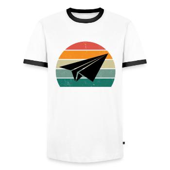 Flugzeuge Flieger Fliegen Pilot Pilotin Flughafen - Männer Kontrast-T-Shirt - Weiß/Schwarz - Vorne - AI Model Female 172 light (172cm) & AI Model Male 178 dark (178cm)