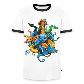 Propriétaire de serpent Reptile Keeper Retro - T-shirt contrasté Homme - blanc/noir - Devant - AI Model Female 172 light (172cm) & AI Model Male 178 dark (178cm)