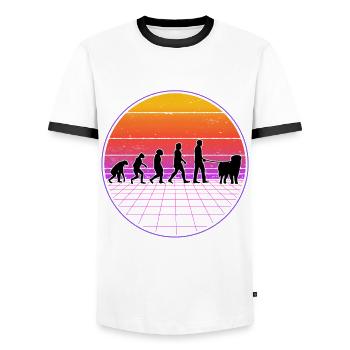Leonberger Evolution Vaporwave - Men's Ringer Shirt - white/black - Front - AI Model Female 172 light (172cm) & AI Model Male 178 dark (178cm)