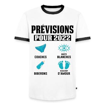 Prévisions Pour 2022 Maman Enceinte Idée Cadeau - T-shirt contrasté Homme - blanc/noir - Devant - AI Model Female 172 light (172cm) & AI Model Male 178 dark (178cm)