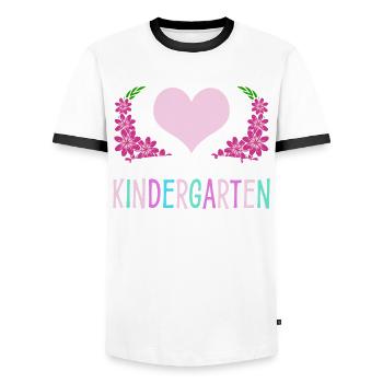 Kindergarten Witz Erzieherin Erzieher - Männer Kontrast-T-Shirt - Weiß/Schwarz - Vorne - AI Model Female 172 light (172cm) & AI Model Male 178 dark (178cm)