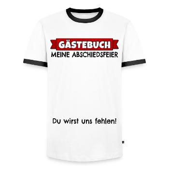 Abschied Kollege Abschiedsfeier Jobwechsel Rente - Männer Kontrast-T-Shirt - Weiß/Schwarz - Vorne - AI Model Female 172 light (172cm) & AI Model Male 178 dark (178cm)