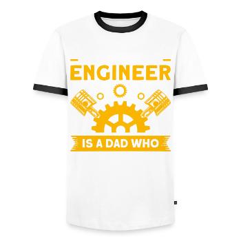 Papa Father Engineer Father Family - Men's Ringer Shirt - white/black - Front - AI Model Female 172 light (172cm) & AI Model Male 178 dark (178cm)