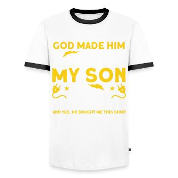 Mon fils Père Électricien Père Famille - T-shirt contrasté Homme - blanc/noir - Devant - AI Model Female 172 light (172cm) & AI Model Male 178 dark (178cm)